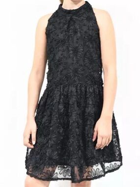 Pink & Violet Big Girls All Over Soutache Mesh U-Neck Dress Size 8